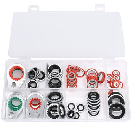 Tbest Klimakompressor Dichtungsscheiben Set, Anschlussdichtungen Reparatursatz 12 Größen for Klimaanlage und Luftpumpe, Dichtungsringe für Kompressoranschlüsse R12 R134A mit Metall Gummi