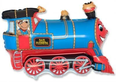 Cars/Helicopters/Planes/Vehicle Train Shaped Balloon 26 Foil Balloon - Blue