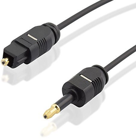 50cm Audio Kabel ø 2,2mm, 3,5mm Mini Klinke Stecker auf Opto Toslink Stecker vergoldet, Schwarz, geeignet für 2.1 5.1 und 7.1 Dolby Surround