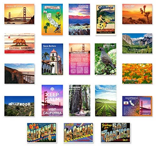 CALIFORNIA postcard set of 20 postcards. CA post card variety pack containing 20 different post cards. Made in USA.