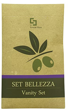 PRESENT-MORE - Vanity Set 250 Pièces - Ligne Beauty Oil | Kit Disques Démaquillants, Lime et Cotons-Tiges - Emballage Écologique en Stone Paper - Idéal pour Hôtels et B&B