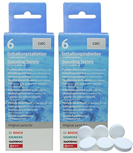 BSH 311556 Lot de 2 paquets de 6 pastilles détartrantes 18 g chacune Pour les appareils du groupe BSH : Siemens – Bosch – Balay – Constructa – Gaggenau – Neff Remplace TZ 60002 – TCZ6002