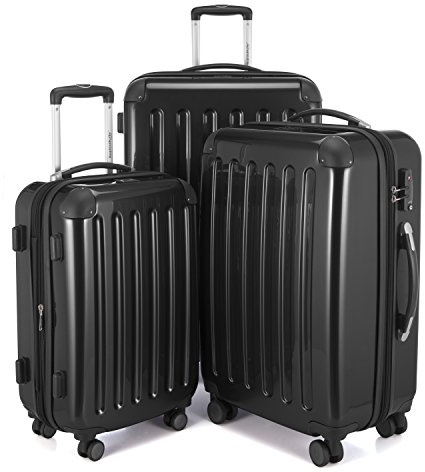 Hauptstadtkoffer Alex - 3er Kofferset - Handgepäckskoffer 55 cm, mittelgroßer Koffer 65 cm + großer Reisekoffer 75 cm, Hartschale ABS+PC, TSA, Schwarz