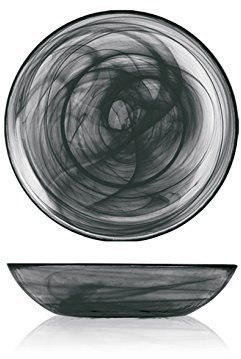 H&H 7623502 Piatto Fondo Alabastro, Vetro, Nero, 21 cm