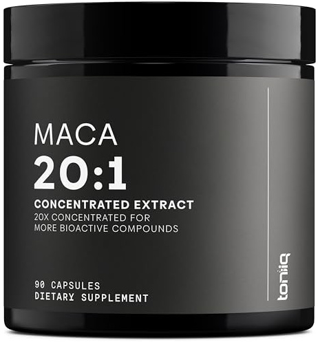 Toniiq Maca Root - Ultra High Potency 20:1 Extract - Black, Red and Yellow Maca Complex - Single Origin, Wildcrafted & Highly Concentrated - Third-Party Lab Tested - 90 Capsules