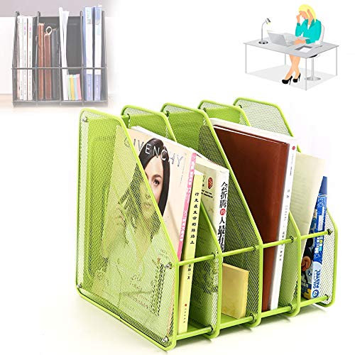 Tisch Organizer 4 Fächer Schreibtisch Ablagesystem Plastik Stehsammler Office Dokumente Organisator Bücher für Dokumente, Stabil, Aus Kunststoff, Praktisches Design,Grün