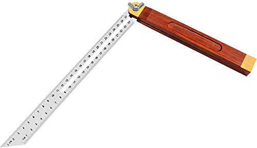 ANCLLO 27cm Activity Angle Ruler Protractor Horizontal Sliding T-Bevel Square Carpenter Measuring Tape Multi Angle Wooden Handle with Inch/cm Marks