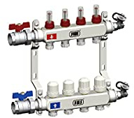 Heizkreisverteiler 2-12 Heizkreise Stellantrieb Fußbodenheizung manueller Entlüfter, Heizkreise:4 Heizkreise