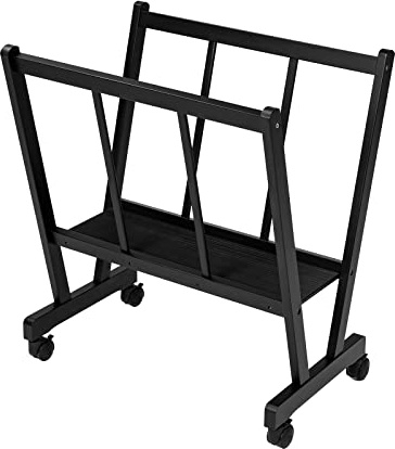 MEEDEN Grand Support d'impression en Bois: Étagère de Rangement pour l'art, Étagère de Séchage pour l'art avec Roulettes, Présentoir pour Affiches, Supporte des toiles jusqu'à 119 cm, Noir