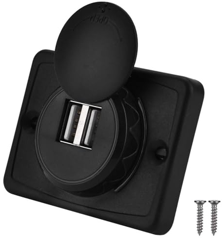 Bil USB-uttag, bil dubbel svart ABS 12 V USB-uttag port laddare uttag laddare för 12 V – 24 V husbil motorcykel husvagn husbil