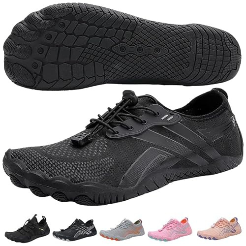 Scarpe da acqua da uomo e da donna, scarpe da spiaggia, scarpe da nuoto ad asciugatura rapida, scarpe da acqua per mare, surf, immersioni, piscina, da uomo e donna, Nero 1, 43.5 EU