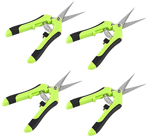 HAKZEON 4 PCS 6.5 Inch Bud Trimming Scissors, Professional Stainless Steel Gardening Pruning Shears, Gardening Hand Pruners for Easy Pruning Garden Tree Pot Plant Flowers