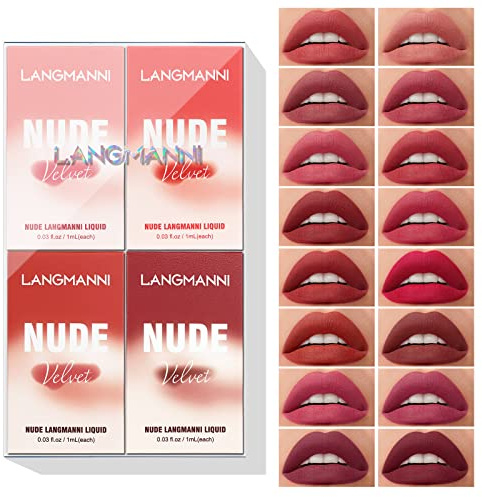 Joyeee Lot de 5 glaçages à lèvres mats velours, bâton de brillant à lèvres liquide, rose, rouge marron brillant à lèvres tache à lèvres longue durée imperméable à l'eau antiadhésif pour femme et fille