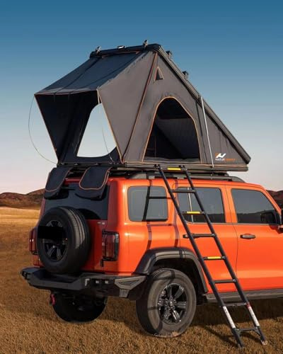 BAMACAR Naturnest Rooftop Tent Hard Shell 2-3 Person Nature Nest Roof Top Tent Hardshell For Jeep SUV Van Pickup Truck Vehicle Trailer Car Camping Hard Top Claim Shell Overland Car Roof Rack Top Tents