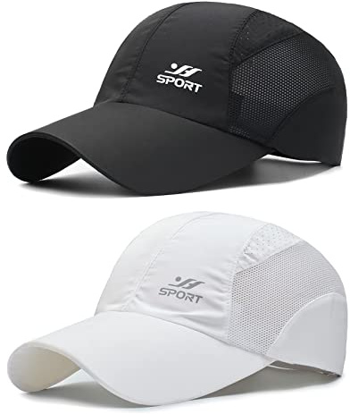 AYPOW 2 Confezioni Cappello da Baseball Asciugatura Rapida Uomo e Donna, Sport all'Aria Aperta Leggero Pieghevole Lavabile Cappellini da Baseball cap, Moda Traspirante Cappellino Visiera Berretto