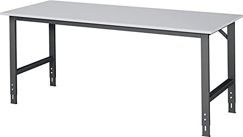 Werktisch Tom B2000xT800xH760-1080mm Arbeitsplatte Melamin Gestell anthrazitgrau