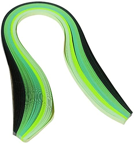 ODETOJOY Quilling Papier-Farbverlauf, Quilling-Streifen, 3 mm, Filigrana-Papier, 0,3 cm, Regenbogenfarbe, 120 Stück, Länge 53,3 cm (grün)