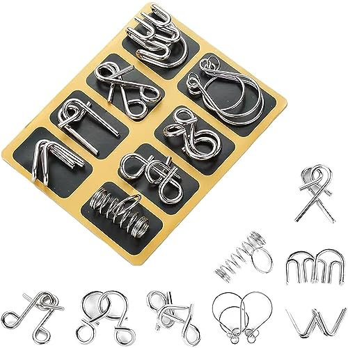 VIKY® Metall Knobelspiele Set, Knobelspiele für Erwachsene und Kinder, IQ Puzzle Set, 3D Geduldsspiel für Erwachsene & Kinder, Geschicklichkeitsspiele für Jungen & Mädchen