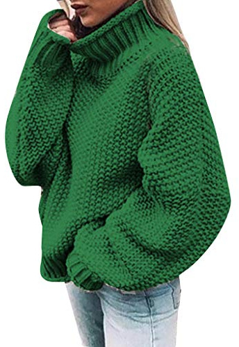 Turtleneck Sweater Women Oversized Chunky Cable Knitted Pullover Sweaters Solid Color Long Sleeve Winter Jumper Tops