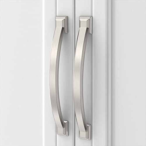 9BUILD 10 Pack Brushed Satin Nickel Kitchen Cabinet Handle 128MM Hole Center Cabinet Pulls Kitchen Door Handles Drawer Handles Zinc Alloy Wardrobe Handles