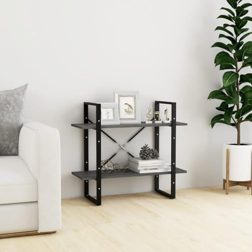 CKioict Büroregal Mehrzweckschrank Vorratsschrank Bücherregal 2 Fächer Grau 80x30x70 cm Kiefer Massivholzfür Wohnzimmer Schlafzimmer und Homeoffice