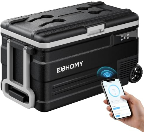 EUHOMY 12 volt kylskåp, 80QT (75 L) 12 V kylskåp, elektrisk kylare 12/24 V DC 110-240 V AC, bilkylskåp -45 °F~44 °F, 12 volt kylare för camping, resa, lastbil, båtliv, utomhus