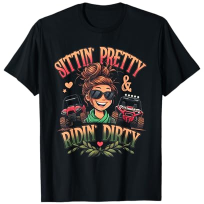 Messy Bun Mom Sunglasses UTV Offroad SXS Life Riding Girls T-Shirt