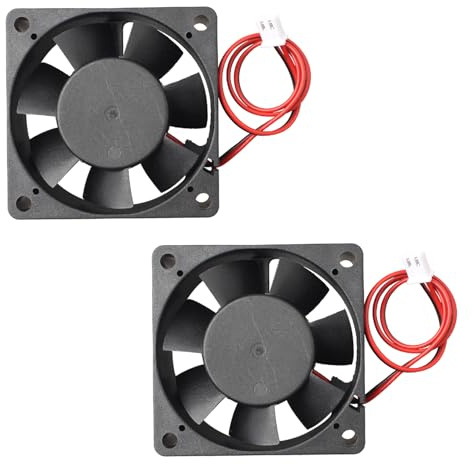 Jopto 2 piezas ventiladores de refrigeración silenciosos sin escobillas 60 x 60 x 20 mm 6020 DC 12V con terminal de 2 pines compatible con impresora 3D PC carcasa CPU enfriadores