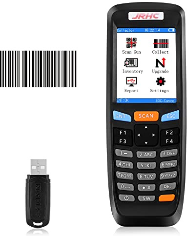 2D Wireless Barcode Scanner,JRHC Portable Inventory Scanner & Data Collector 2.4G Bar Code Reader Long Transmission Distance with 2.8 Inch LCD Screen for Warehouse,Library,Pharmacy,Supermarket,Store