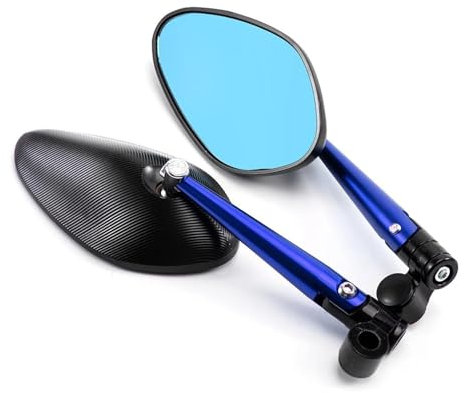 WKXTECZT Lenkerendenspiegel Für Z650 Z750 Z800 Z900 Z1000 ER-6F ER-6N Motorrad-Rückspiegel Seitenspiegel Rückspiegel Seitenansicht am Lenker(Blau)