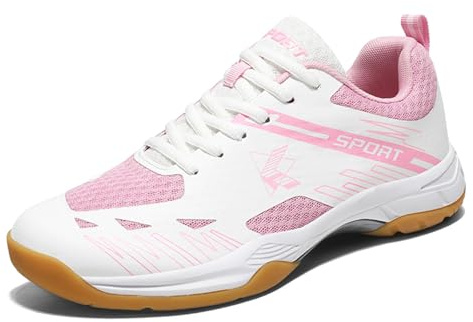 ZHENSI Scarpe da Pickleball, Scarpe da Tennis da Campo Badminton Squash Pallavolo Scarpe da Ginnastica per Uomo E Donna,Rosa,41 EU