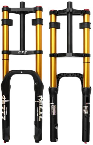 ZTZ 20 Inch 4.0 Fat Tire Bike Air Suspension Fork - 180mm Travel, 135mm Hub Spacing, Straight Tube MTB Manual Lockout QR 9mm, Double Shoulder Bicycle Front Forks for Fat Snow Beach E-Bike