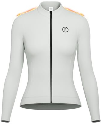 INBIKE Cykeltröja för kvinnor, vinter, fleecefoder, hög midja, långärmad, retro, färgsammandragning, LY418, Vitt, S