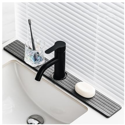 Évier en pierre à séchage instantané, tapis de robinet en pierre pour évier de cuisine, plateau d'évier en pierre de diatomite à séchage rapide, protection anti-éclaboussures, tapis absorbant pour
