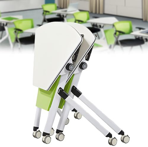 WJFTODAY Besprechungstisch in Sektorform, Kleiner Arbeitstisch, mobiler Klappschulungstisungstisch fürs Büro, beweglicher Computertisch mit geräuscharmen Lenkrollen für das Büro-Klassenzimmer (2 STK)