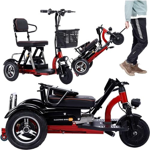 Foldable Lightweight 3-Wheel Mobility Scooter - Up to 45km Battery Life, Comfortable Seat - Perfect for Elderly and Disabled Users - Ideal for Indoor and Outdoor Use