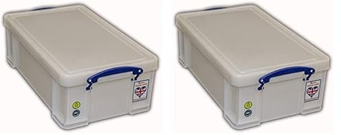 Really Useful Box Plastic Storage 12 Litre White Strong (Pack of 2)