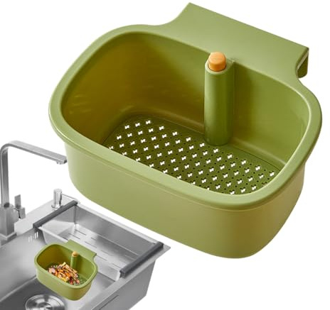 Cestello di scarico per lavello da cucina, scaffale per rubinetto, vassoio filtrante multiuso retrattile per asciugare piatti, risciacquo di frutta, collezione di scarti di cibo con design