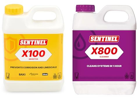 LavaTap Sentinel X100 & X800 Bundle – Central Heating Cleaner and Inhibitor Set – Sludge Remover, Radiator Flush, Rust Prevention, pH Neutral, Treats 100 litres, Heating System Maintenance
