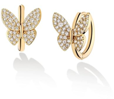 SLOONG Ohrringe Gold für Damen Mädchen 14 Karat Vergoldet Hängende Schmetterling Purelei Ohrringe Creolen Schmuck Geburtstagsgeschenk für Teenager Mädchen Geschenke 3 4 5 6 7 8 9 10 11 12 13 15 Jahre