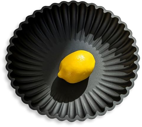 Hanobe Decorative Key Bowl Black: 24cm Modern Resin Potpourri Bowls for Living Room Decor - Small Ruffle Trinket Tray Storage Display for Coffee Table Centrepiece Hallways