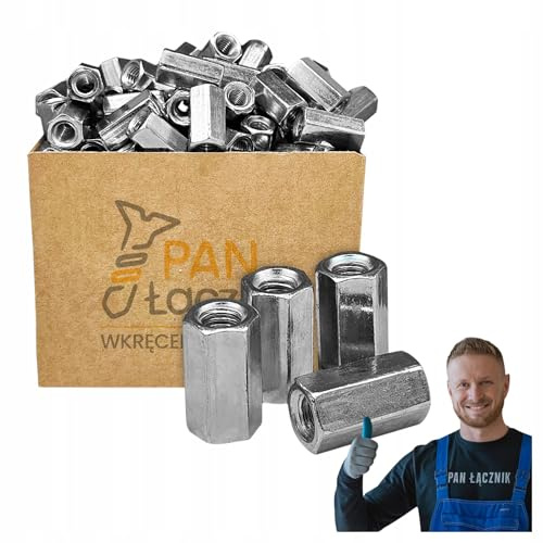 Pan Lacznik Langmutter M8 Länge 24 mm - Kupplungsmutter DIN 6334, | Stahl verzinkt, Verbindungsmutter für Gewindestangen und Schrauben, 1 kg set