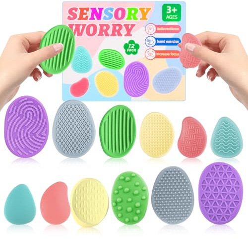 Koxtyzo 12 Stück Fidget Toys Sensory Stones, Sensorik Spielzeug Anti Stress, Sensory Toys Stressabbau, Angst Relief Sensorisches Spielzeug Autismus Toy für Kinder und Erwachsene
