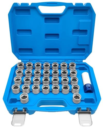 31Pcs Wheel Lock Nut Key Kit, Wheel Anti-Theft Locking Lug Nut Removal Socket, Hand Repair Tool