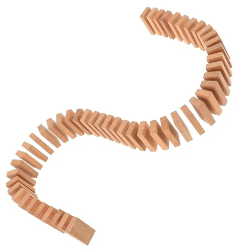 FIXOSHEE 50 pièces Jeu de Dominos Bois Naturel Léger et Portable Jeu de Société Familial pour Développement Logique et Mathématique Adapté à Tous Âges