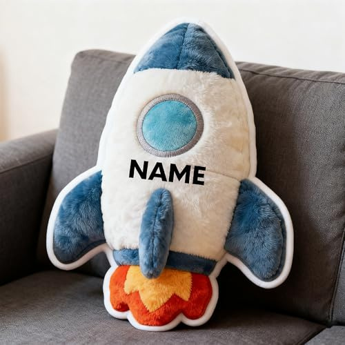 LCMAIT Custom Rocket Shaped Pillow Personalized Cute Pillow with Name Party Commemorative Birthday for Boys and Girls Sofa Decorative (Rocket)