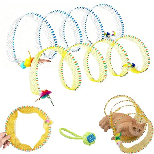 Jagdkatzen-Spiraltunnel-Spielzeug, Katzentunnel Mit Feder Spirale Gefaltet, Katzenspielzeug Selbstbeschäftigung, Keine Montage erforderlich, Für Katzen Kaninchen Und Welpen (Mix-2 Stuck)