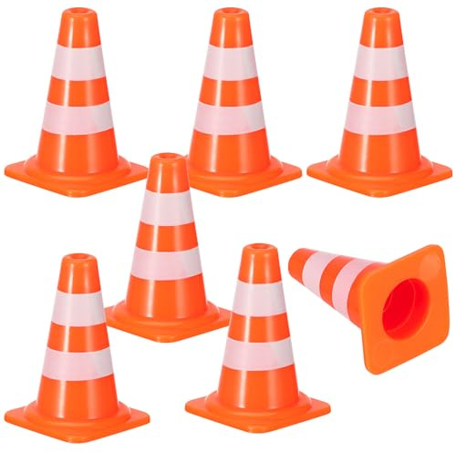 SUPVOX Set di 7 Mini Coni Stradali Giocattolo, Piccoli Segnali Stradali da 1 Pollice per Bambini - Costruzione Educativa, Allenamento Sportivo E Gioco Fantasioso, Include Segnali di Parcheggio