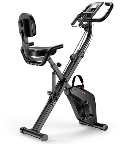 Cyclette pieghevole silenziosa (<20dB) 3 in 1 bicicletta stazionaria con 8 resistenze magnetiche, schermo LCD multifunzionale e supporto tablet, per uso domestico, altezza regolabile 155-190cm