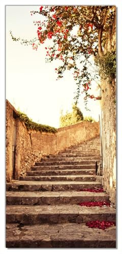 Wallario Selbstklebende Türtapete Steinerne Treppe in Italien - Türposter 93 x 205 cm Abwischbar, rückstandsfrei zu entfernen